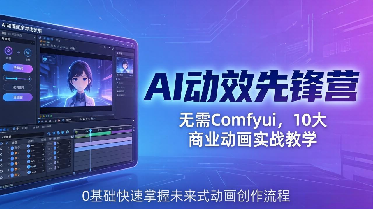 AI 动效先锋营：无需Comfyui，10大商业动画实战教学，0基础快速掌握未来式动画创作流程 - 52网创-52网创