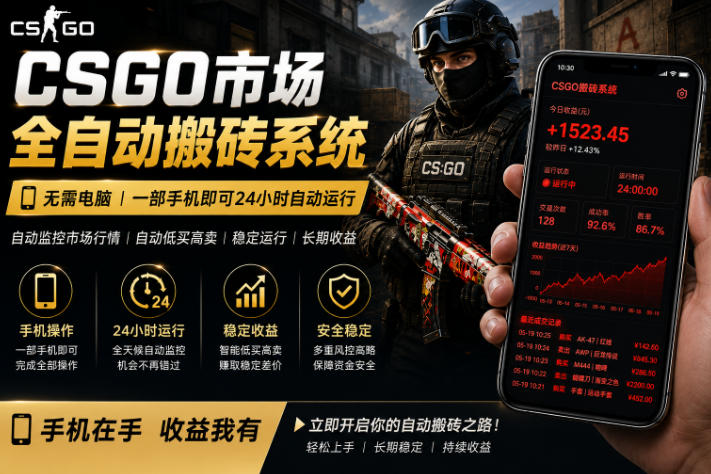 24小时自动监控CS饰品市场，手机即可完成全部操作实现自动搬砖盈利，日入300+【揭秘】 - 52网创-52网创