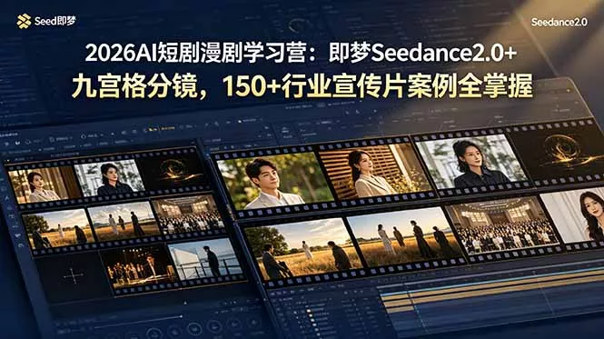 2026AI短剧漫剧学习营：即梦Seedance2.0+九宫格分镜，150+行业宣传片案例全掌握 - 52网创-52网创