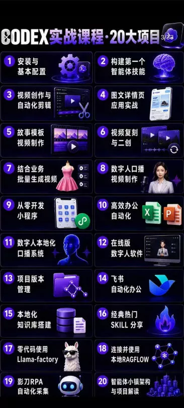 2026Codex智能体实战最新课，从安装配置到智能体小镇架构，涵盖视频创作/数字人/办公提效全技能 - 52网创-52网创