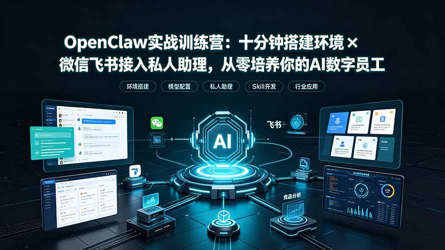 （19287期）OpenClaw实战特训营：十分钟搭建环境×微信飞书接入私人助理，从零培养你的AI数字员工 - 52网创-52网创