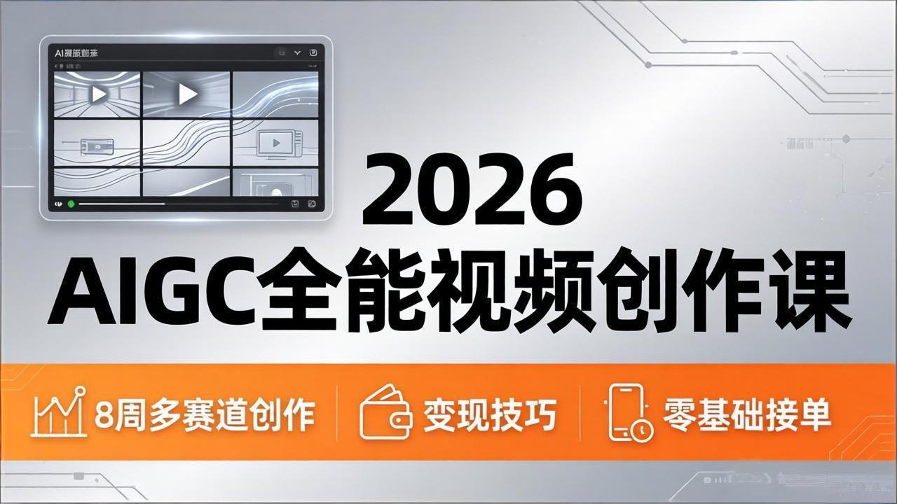2026AIGC全能视频创作课，8周吃透多赛道创作+变现，零基础也能高效出片接单 - 52网创-52网创