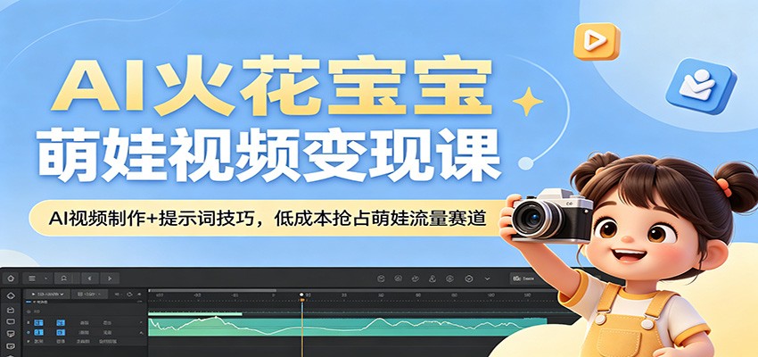AI火花宝宝萌娃视频变现课：AI视频制作+提示词技巧，低成本抢占萌娃流量赛道 - 52网创-52网创