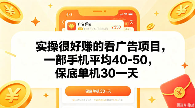 实操很好做的看广告项目，一部手机平均40-50，保底30单机一天【揭秘】 - 52网创-52网创