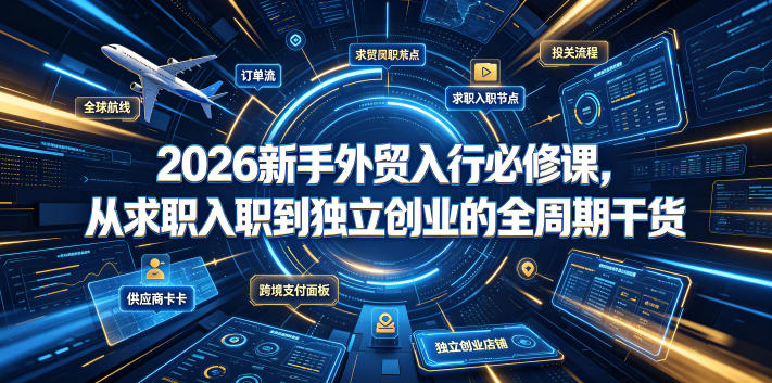 2026新手外贸入行必修课，从求职入职到独立创业的全周期干货 - 52网创-52网创