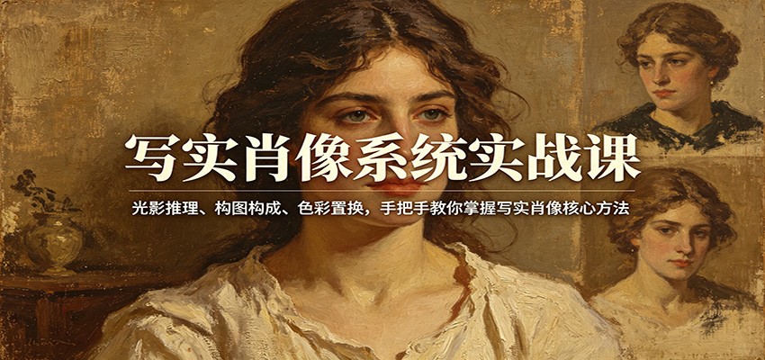 写实肖像系统实战课：光影推理、构图构成、色彩置换，手把手教你掌握写实肖像核心方法 - 52网创-52网创