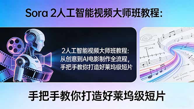 Sora 2人工智能视频大师班教程：从创意到AI电影制作全流程，手把手教你打造好莱坞级短片-52网创