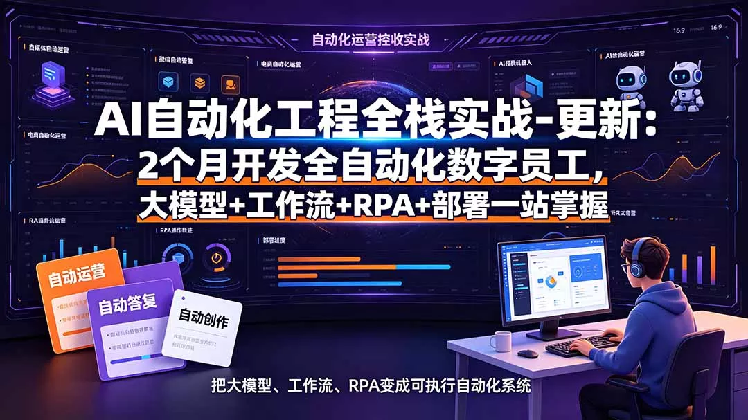 AI自动化工程全栈实战-更新：2个月开发全自动化数字员工，大模型+工作流+RPA+部署一站式掌握 - 52网创-52网创