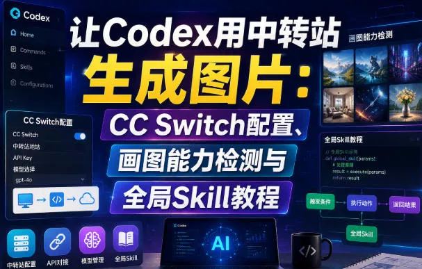让Codex用中转站生成图片：CC Switch配置、画图能力检测与全局Skill教程 - 52网创-52网创