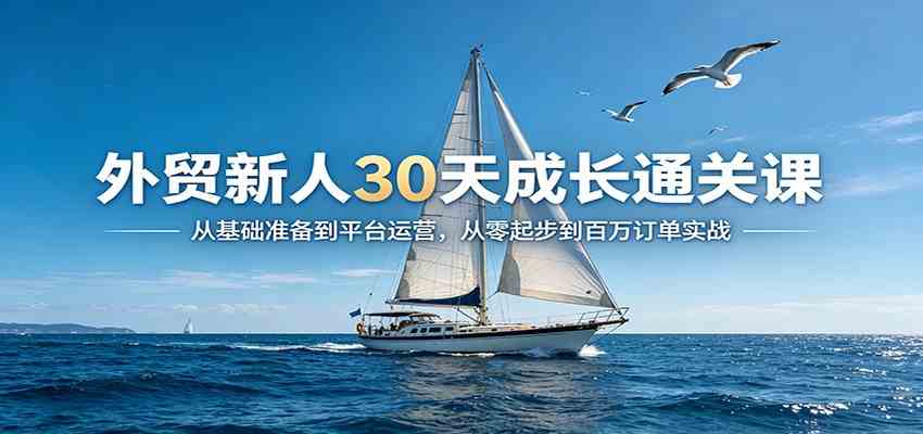 外贸新人30天成长通关课：从基础准备到平台运营，从零起步到百万订单实战-52网创