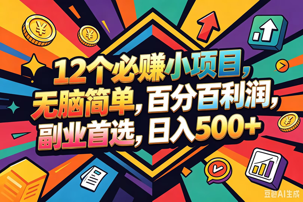 （18291期）12个必赚钱的小项目，百分百赚米，无脑简单，副业首选，日入600+ - 52网创-52网创
