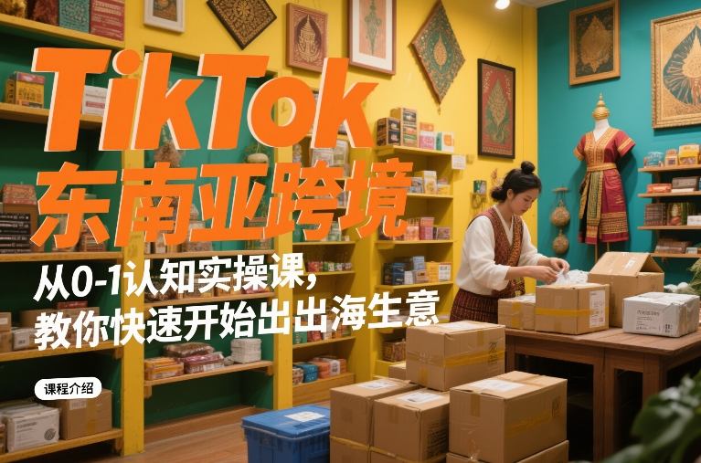 TikTok东南亚跨境从0-1认知实操课，教你快速开始出海生意-52网创