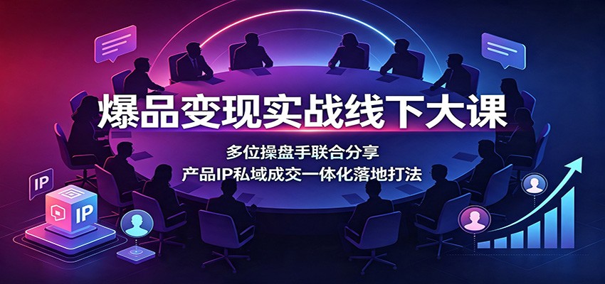 爆品变现实战线下大课：多位操盘手联合分享，产品IP私域成交一体化落地打法 - 52网创-52网创