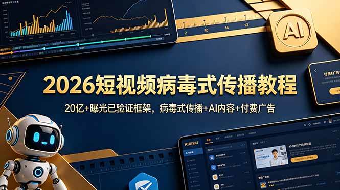 （18986期）2026短视频病毒式传播教程：20亿+曝光已验证框架，病毒式传播+AI内容+付费广告-52网创