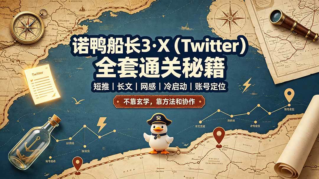 （19215期）诺鸭船长3·X（Twitter）全套通关秘籍，短推、长文、网感、冷启动、账号定位，不靠玄学，靠方法和协作-52网创