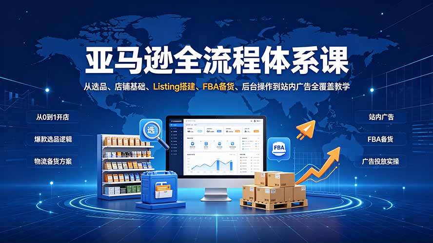 （19409期）亚马逊全流程体系课：从选品、店铺基础、Listing搭建、FBA备货、后台操作到站内广告全覆盖教学 - 52网创-52网创