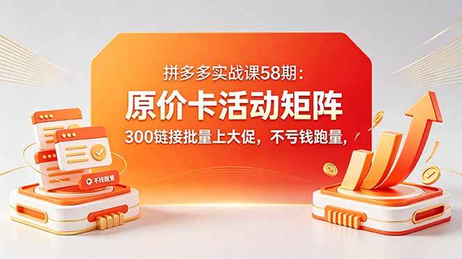 （18395期）拼多多实战课58期：原价卡活动矩阵，300链接批量上大促，不亏钱跑量 - 52网创-52网创