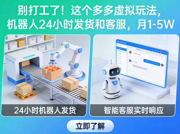 别打工了！这个多多虚拟玩法，机器人24小时发货和客服，月1-5W【揭秘】 - 52网创-52网创