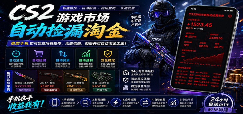 CSGO挂机捡漏项目通过利用游戏饰品交易机制，结合薄凉软件辅助捡漏，实现盈利 - 52网创-52网创