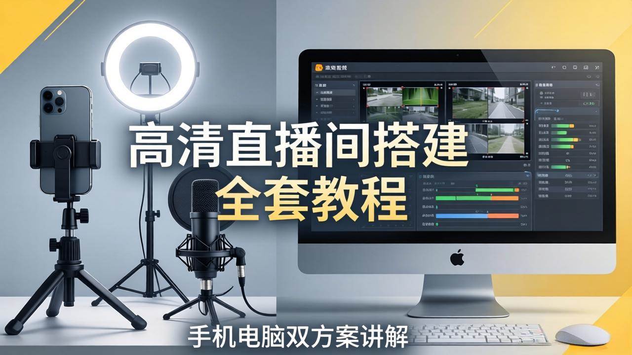 （18104期）高清直播间搭建全套教程，手机电脑双方案讲解，设备选型调试多机位实操教学 - 52网创-52网创