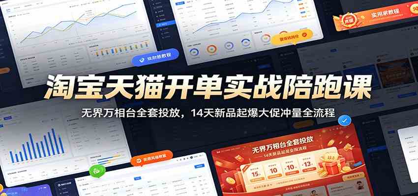 淘宝天猫开单实战陪跑课：无界万相台全套投放，14天新品起爆大促冲量全流程-52网创