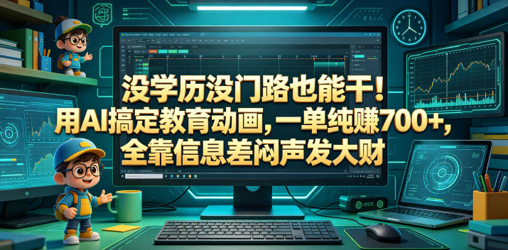 没学历没门路也能干！用AI搞定教育动画，一单纯賺700+，全靠信息差闷声发大财【揭秘】 - 52网创-52网创
