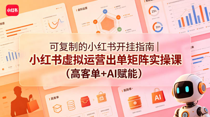 可复制的小红书开挂指南｜小红书虚拟运营出单矩阵实操课（高客单+AI赋能） - 52网创-52网创