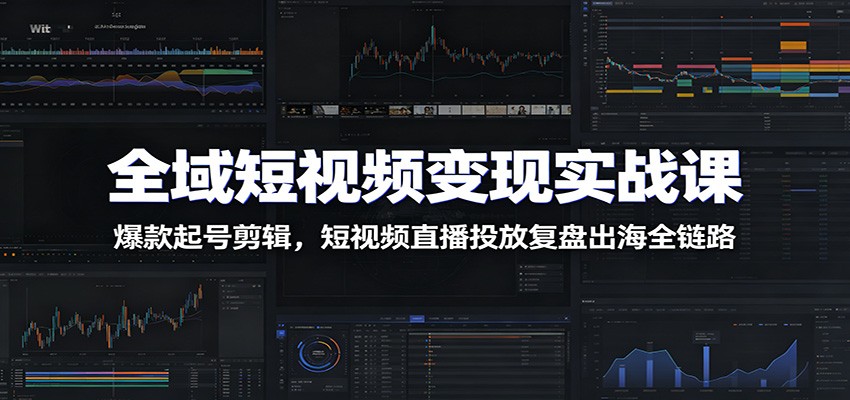全域短视频变现实战课：爆款起号剪辑，短视频直播投放复盘出海全链路 - 52网创-52网创