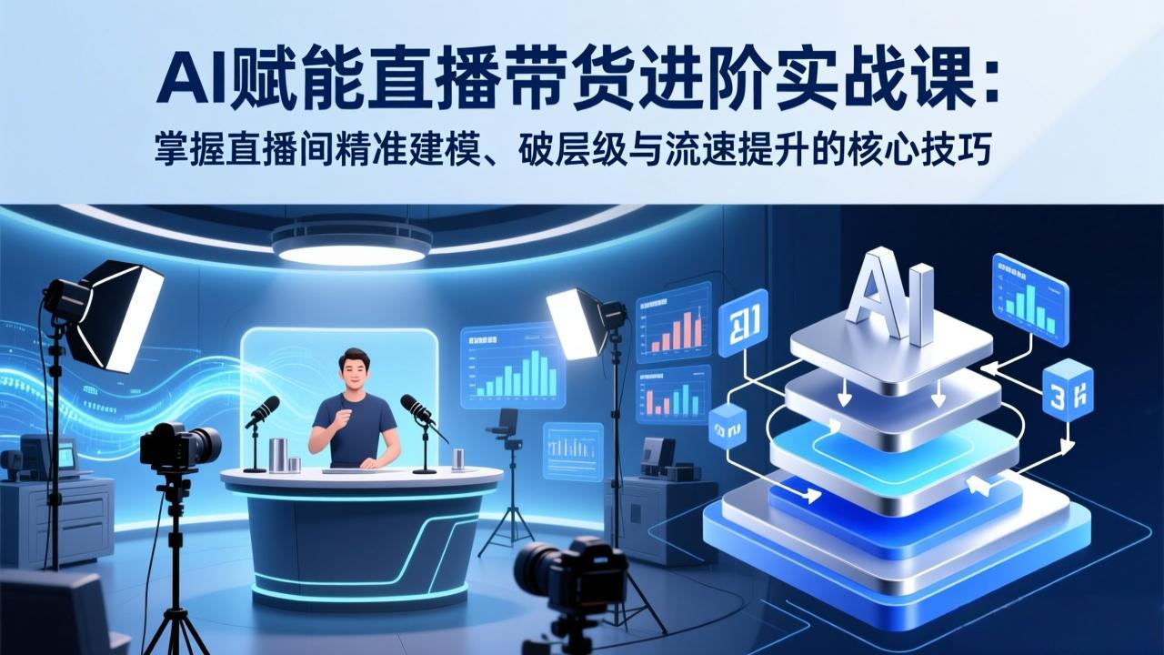 AI赋能直播带货进阶实战课：掌握直播间精准建模、破层级与流速提升的核心技巧 - 52网创-52网创