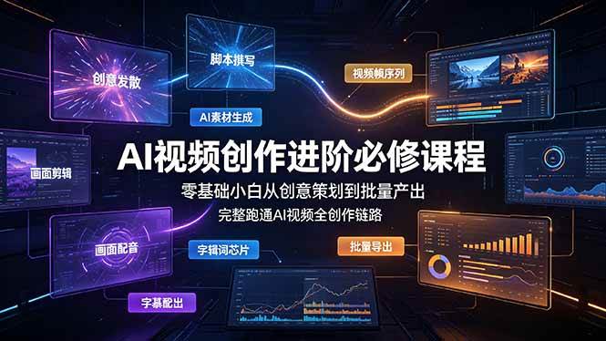 （19159期）AI视频创作进阶必修课程：零基础小白从创意策划到批量产出，完整跑通AI视频全创作链路-52网创