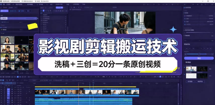 影视剧剪辑搬运技术，洗稿+三创=20分一条原创视频 - 52网创-52网创
