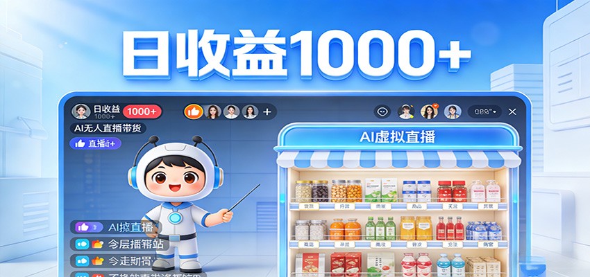 不用露脸不用说话，24小时自动卖货赚钱，全天自动直播，收益看得见 - 52网创-52网创