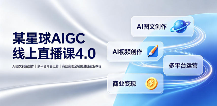 某星球AIGC线上直播课4.0｜AI图文视频创作、多平台内容运营、商业变现全链路进阶副业教程 - 52网创-52网创