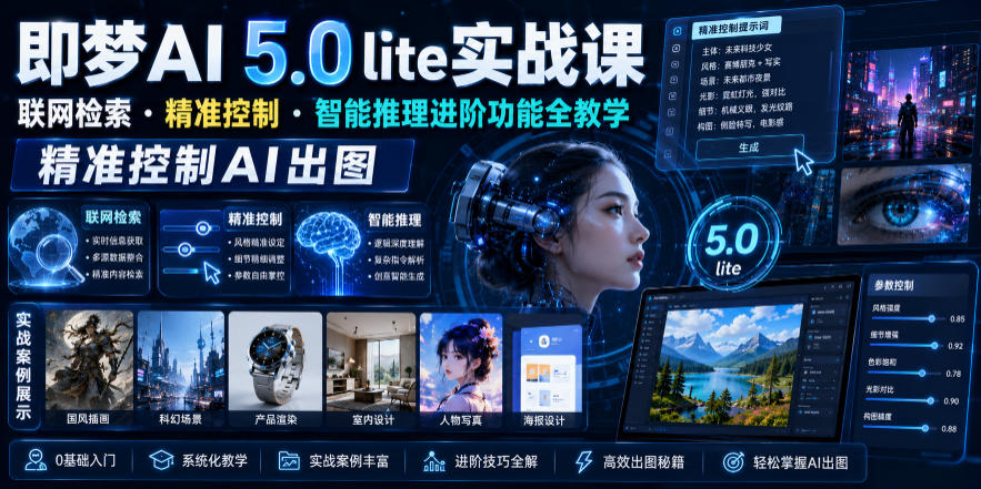 即梦AI 5.0 lite实战课，联网检索・精准控制・智能推理进阶功能全教学，精准控制AI出图 - 52网创-52网创