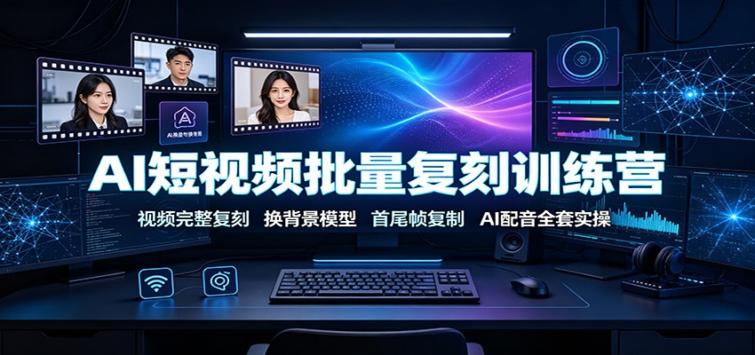 AI短视频批量复刻训练营：视频完整复刻，换背景模型、首尾帧复制、AI配音全套实操 - 52网创-52网创