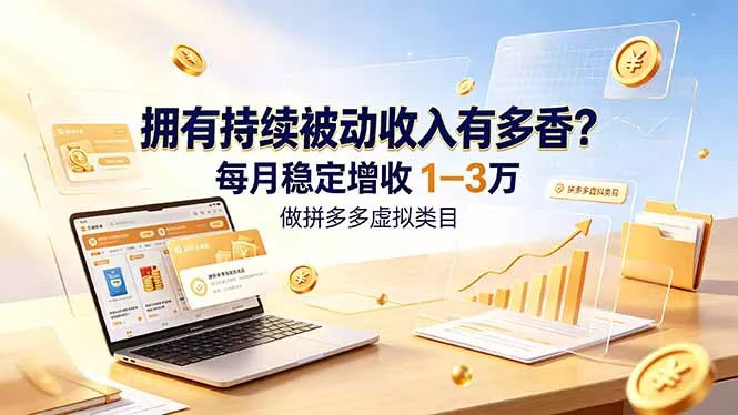 拥有持续被动收入有多香？做拼多多虚拟类目，每月稳定增收 1-3 万 - 52网创-52网创