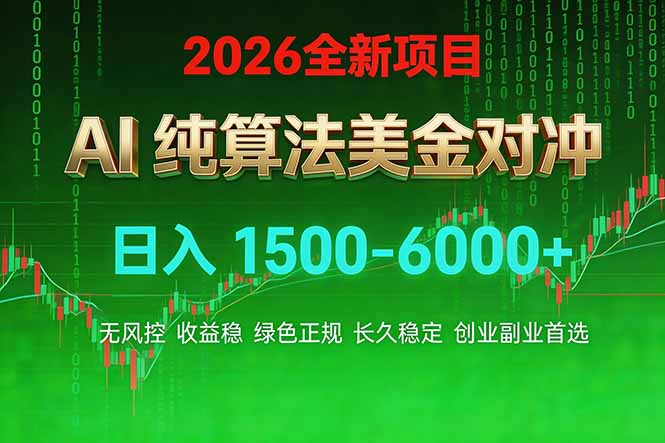 2026 全新美金对冲项目，不套平台赠金，不封号，纯算法对冲，日入 1500-6000+ - 52网创-52网创