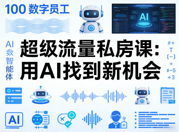 你的AI数字员工100个智能体，超级流量私房课，用AI找到新机会-52网创