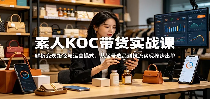素人KOC带货实战课：解析变现路径与运营模式，从起号选品到投流实现稳步出单 - 52网创-52网创
