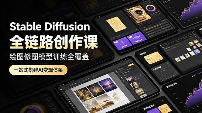 （19154期）Stable Diffusion全链路创作课，绘图修图模型训练全覆盖，一站式搭建AI变现体系-52网创