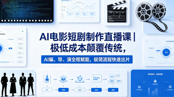 AI电影短剧制作直播课｜极低成本颠覆传统，AI编、导、演全程赋能，极简流程快速出片 - 52网创-52网创