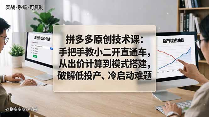 （18159期）拼多多原创技术课：手把手教小二开直通车，从出价计算到模式搭建，破解低投产、冷启动难题 - 52网创-52网创
