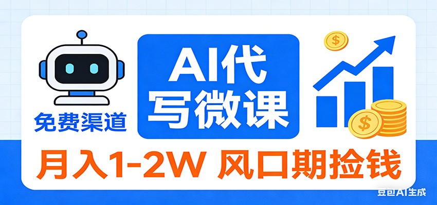 2026告别打工！AI 代写微课，提供免费渠道，月入 1-2W 风口期捡钱-52网创