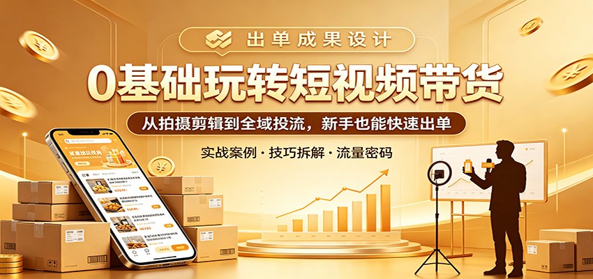 0基础玩转短视频带货：从拍摄剪辑到全域投流，新手也能快速出单-52网创