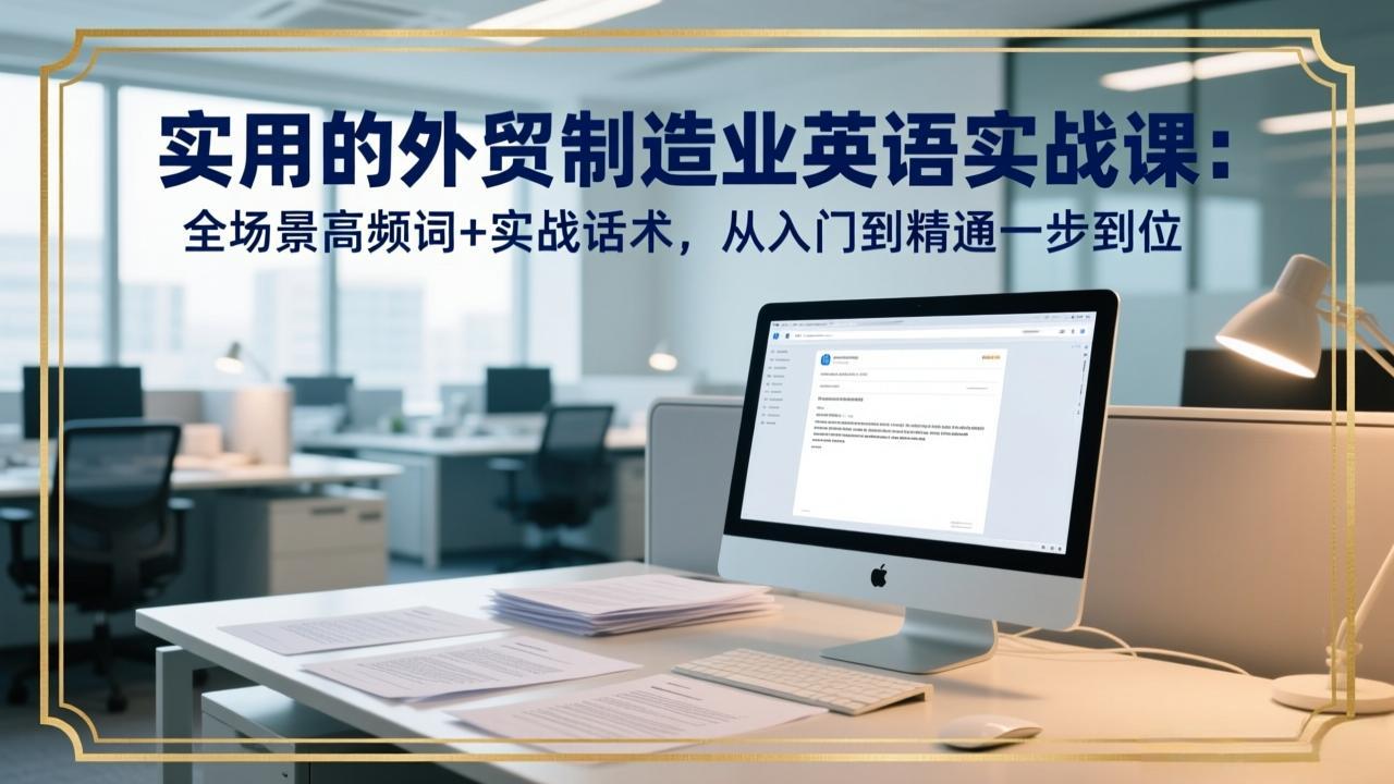 实用的外贸制造业英语实战课：全场景高频词+实战话术，从入门到精通一步到位-52网创