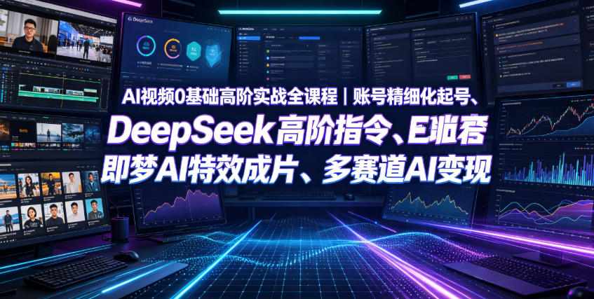 AI视频0基础高阶实战全课程｜账号精细化起号、DeepSeek高阶指令、即梦AI特效成片、多赛道AI短视频量产变现 - 52网创-52网创
