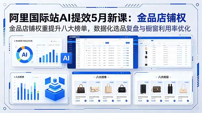 （18556期）阿里国际站AI提效5月新课：金品店铺权重提升八大榜单，数据化选品复盘与橱窗利用率优化 - 52网创-52网创