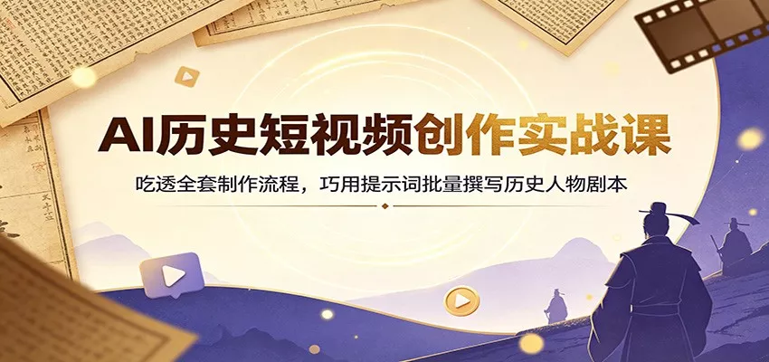 AI历史短视频创作实战课：吃透全套制作流程，巧用提示词批量撰写历史人物剧本-52网创