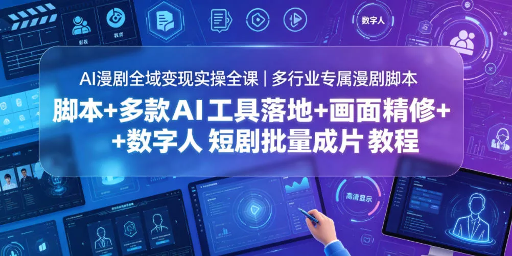 AI漫剧全域变现实操全课｜多行业专属漫剧脚本+多款AI工具落地+画面精修+数字人短剧批量成片全教程 - 52网创-52网创