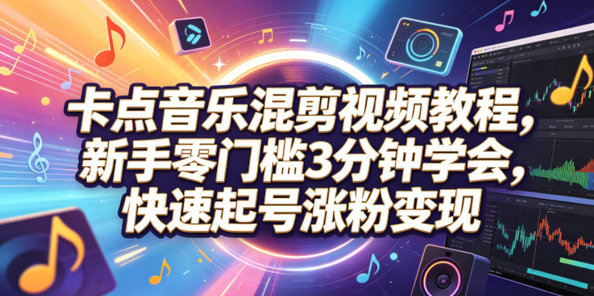卡点音乐混剪视频教程，新手零门槛3分钟学会，快速起号涨粉变现 - 52网创-52网创